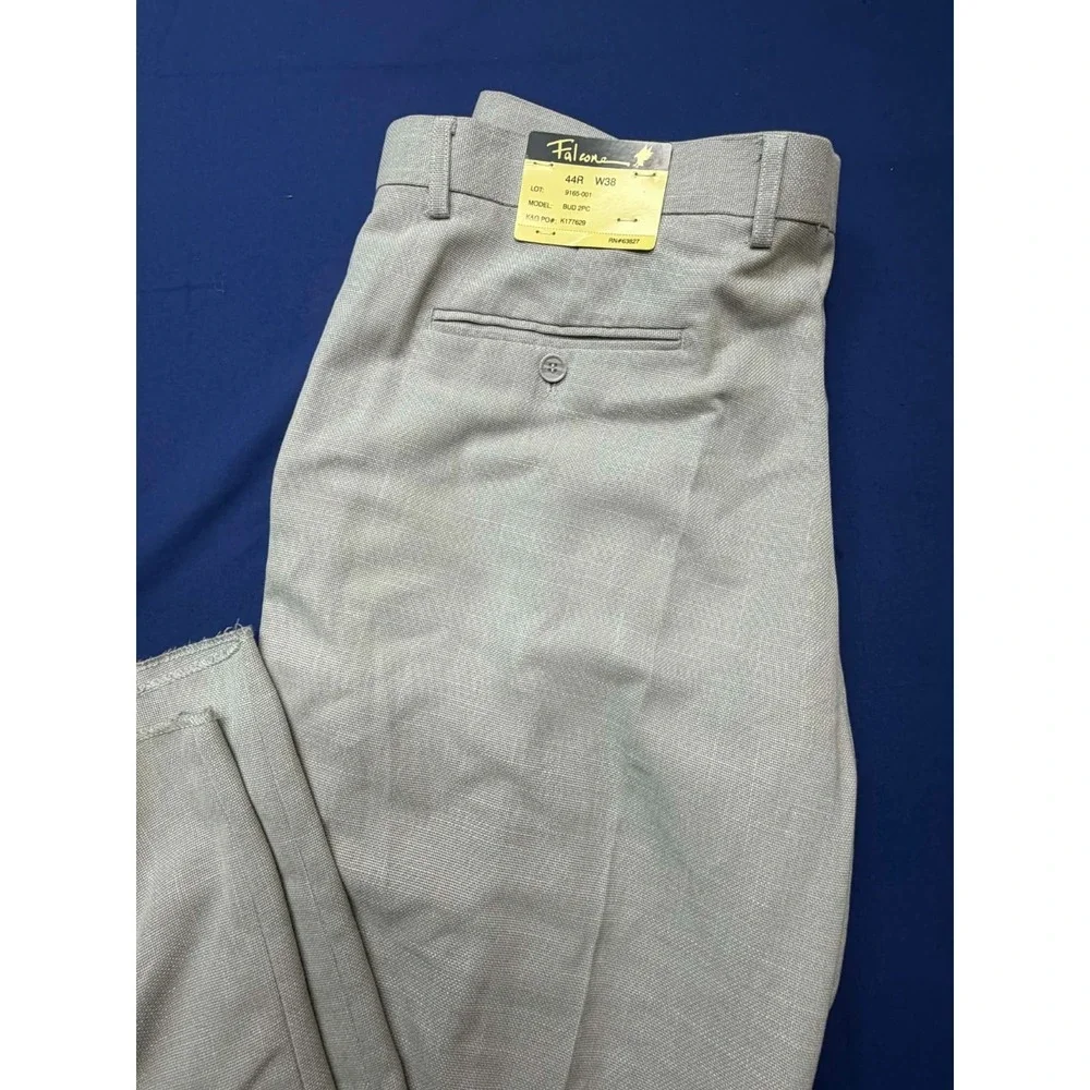 Vintage NWT Falcone Suit‎ Dress Pants Model BUD 2PC Gray Size 44R W38